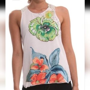 Desigual Sequined Floral Tank Size S